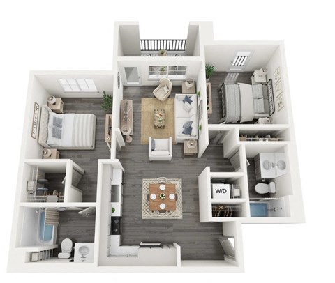 Amelia Two bedroom two bathroom C3 floorplan- 911 sq ft